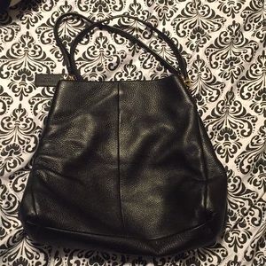 Black leather shoulder purse